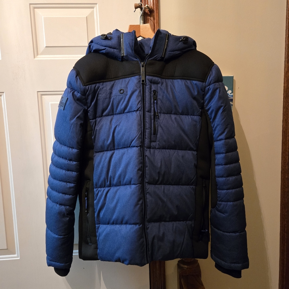 Men's Blue and Black Puffer Jacket